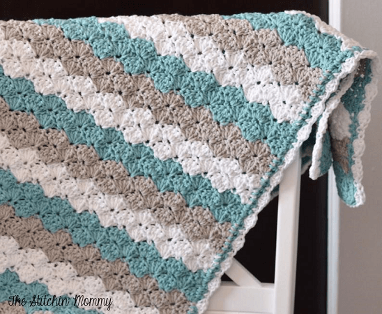 Shell Stitch Baby Blanket Crochet Pattern by The Stitchin Mommy