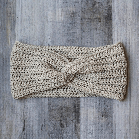 Simple Twisted Ear Warmer Crochet Pattern by Yarn And Chai