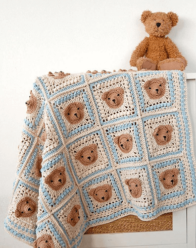 Teddy Bear Crochet Baby Blanket Pattern by Dada's Place