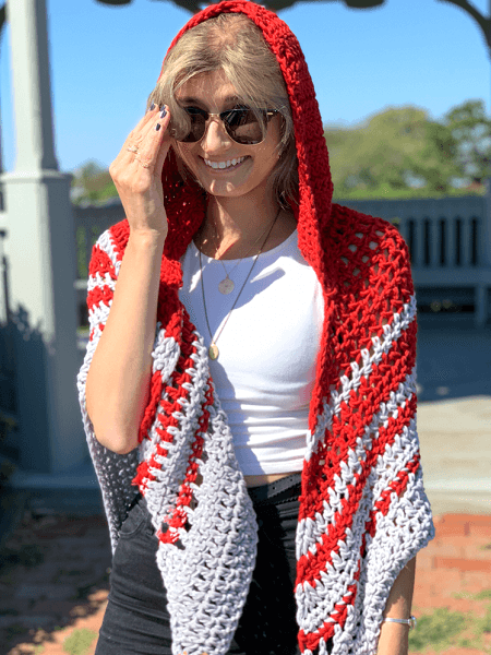 Woodward Hooded Shawl Crochet Free Pattern by Stitch & Hustle