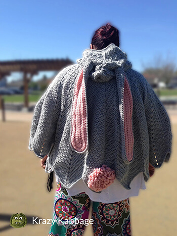 Easter Bunny Poncho Sweater with Crochet Pompom By KrazyKabbage