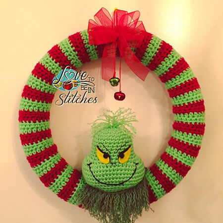 Grinch Wreath Christmas Crochet Pattern By Love to be in Stitches