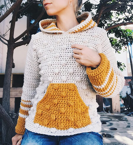 Trendy and Fun Crochet Hooded Sweater Pattern Trendy Bobble Crochet Hooded Sweater By CapitanaUncino