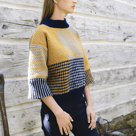 Blocked Cropped Sweater Crochet Pattern by Svetlana Avrakh