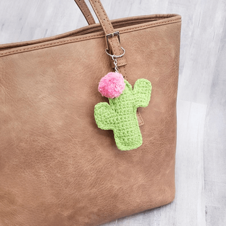 Cheery Cactus Keychain Crochet Pattern by Wee Warrior Crafts