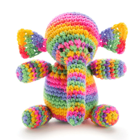 Colorful Crochet Elephant Pattern by Red Heart
