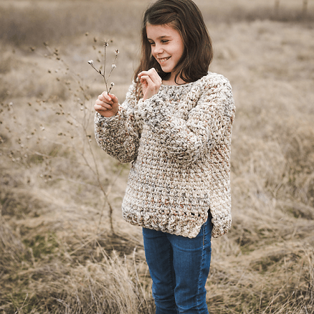 Cozy Day Child Crochet Pullover Pattern by Jen Dwyer