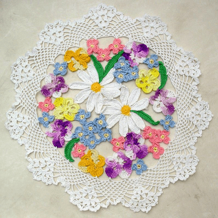 Crochet Flower Bouquet Doily Pattern by Maggie's Crochet