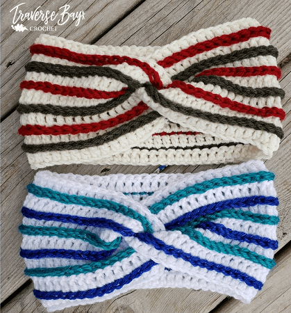 Crochet Jolly Twist Headband Pattern by Traverse Bay Crochet