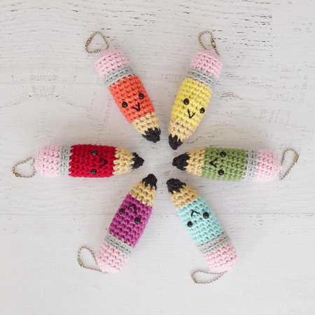 Crochet Pencil Keychain Pattern by Yarn Blossom Boutique