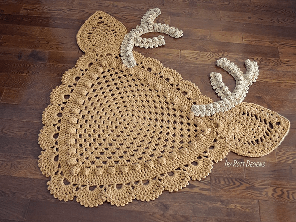 Crochet Reindeer Rug Pattern by Ira Rott Patterns