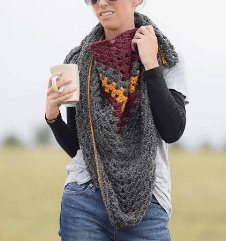 Crochet Triangle Winter Scarf Pattern by Mama In A Stitch