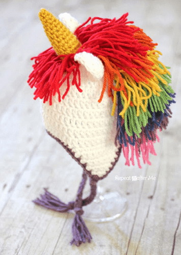 Crochet Unicorn Hat Free Pattern by Repeat Crafter Me