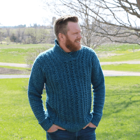 Dapper Dad Cabled Sweater Crochet Pattern by MJs Off The Hook Designs