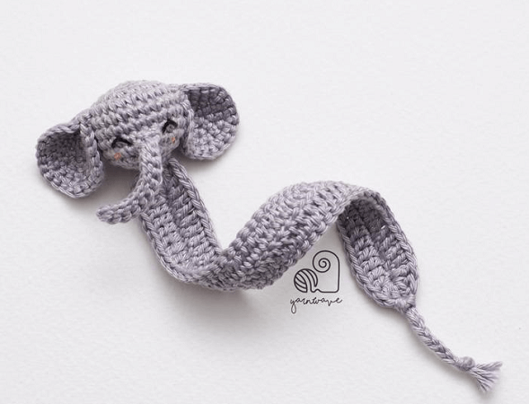 Elephant Bookmark Crochet Pattern by Yarn Wave Shop