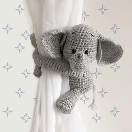 Elephant Curtain Tie Back Crochet Pattern by Cosy Patterns