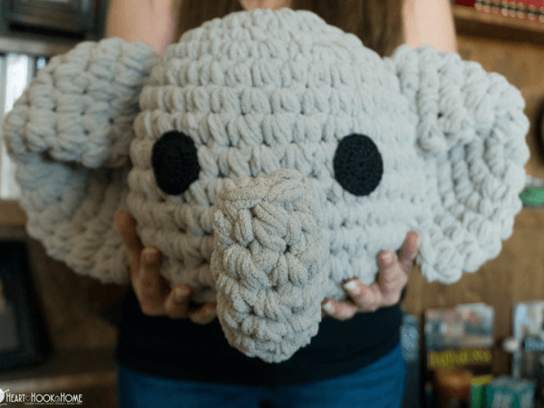 Elephant Pillow Crochet Pattern by Heart Hook Home