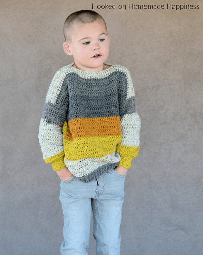 Everykid Crochet Sweater Pattern by Hooked On Homemade Happiness