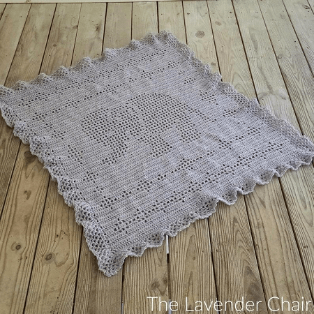 Filet Crochet Elephant Blanket Pattern by The Lavender Chair