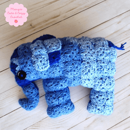 Granny Square Elephant Crochet Pattern by Cute & Cozy Crochet