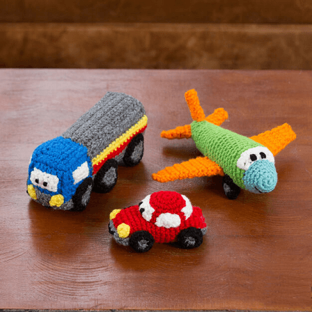 Little Car, Plane, And Truck Crochet Baby Toys Pattern by Yarnspirations