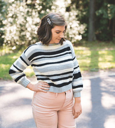 Monochrome Stripe Sweater Crochet Pattern by Sewrella