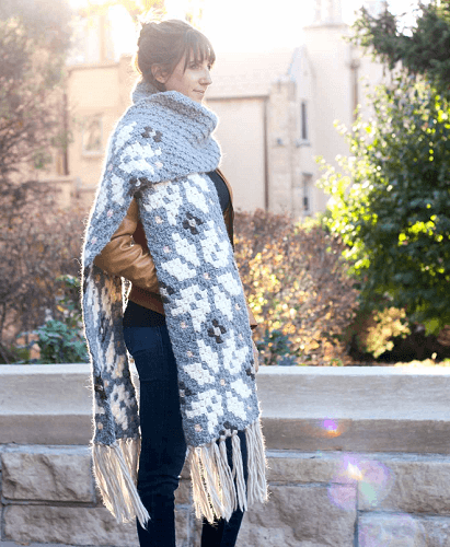 Nordic Crochet Winter Scarf Pattern by Make And Do Crew