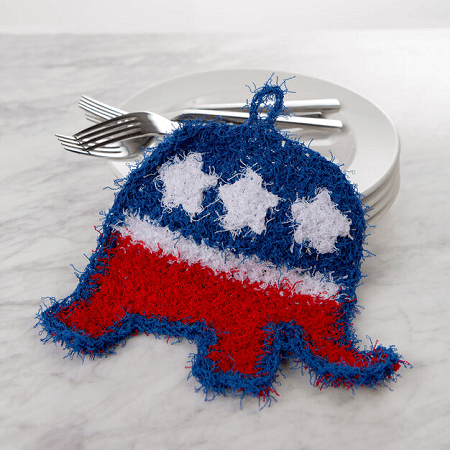 Patriotic Elephant Scrubby Crochet Pattern by Yarnspirations