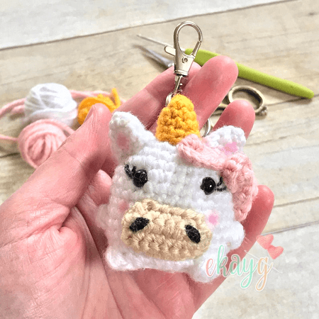 Puffy Stuffy Unicorn Keychain Crochet Pattern by Ekay G