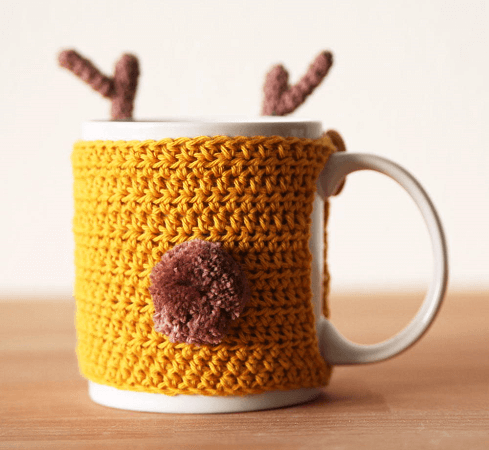 Mug Cozy Crochet Reindeer Pattern by Haak Maar Raak