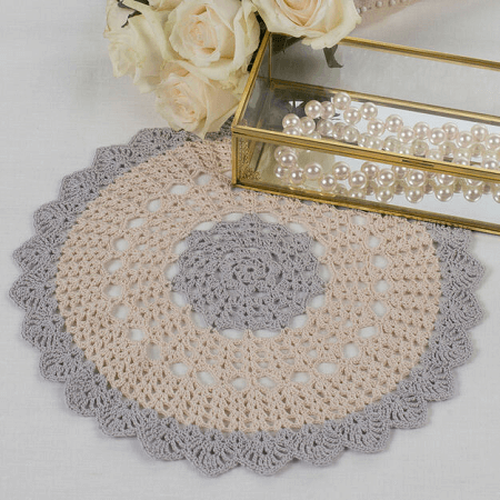 Blue round crochet lace small doily