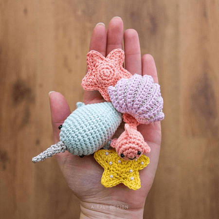 Sea Friends Amigurumi Keychain Crochet  Pattern by Airali Design