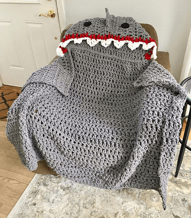 Shark Hooded Blanket Crochet Pattern by Crafty Kitty Crochet