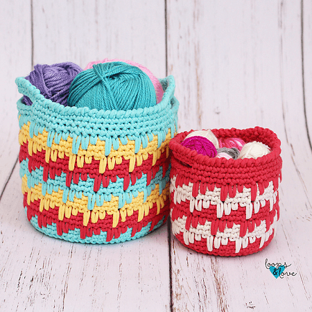 Spike Stitch Baskets Crochet Pattern by Loops And Love Crochet