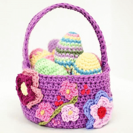 Spring Easter Crocheted Basket Pattern by Petals To Picots