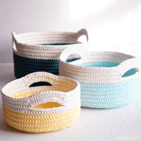 Sturdy Crochet Baskets Pattern by Jaki Gu