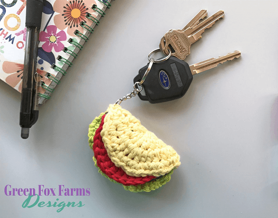 Taco Keychain Crochet Free Pattern by Green Fox Farms Designs