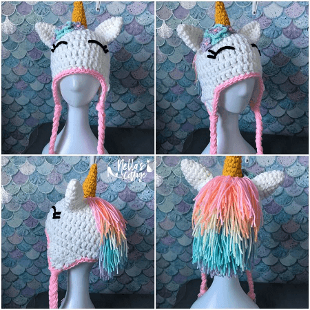 Unicorn Hat Crochet Pattern by Nella's Cottage