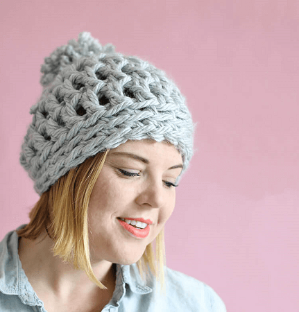 30 Minute Easy Chunky Crochet Beanie Pattern by Persia Lou