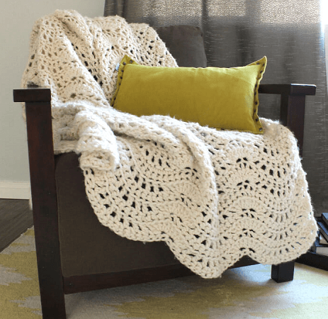 Chunky Feather And Fan Free Crochet Afghan Pattern by Persia Lou