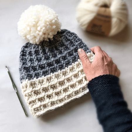 Chunky Waffle Stitch Crochet Hat Pattern by Ruby Webbs
