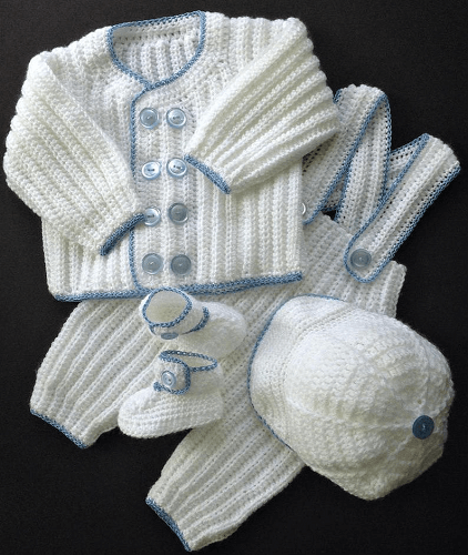 Crochet Baby Boy Christening Outfit Pattern by The Best Dressed Baby