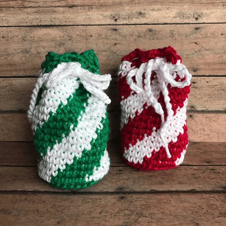 Bag For Gift Cards Crochet Candy Cane  Pattern by Amber Millard