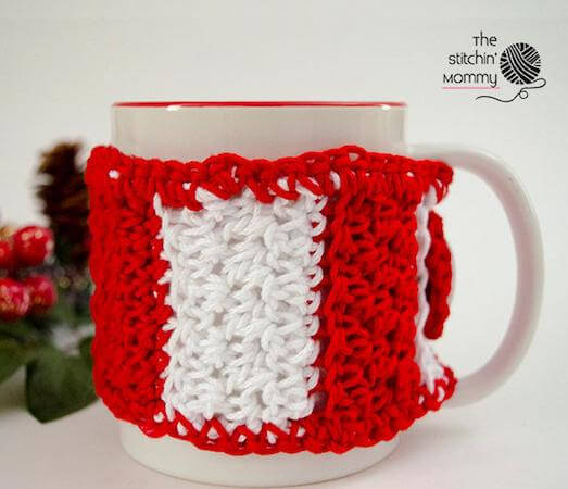 Crochet Candy Cane Mug Cozy Pattern by The Stitchin Mommy