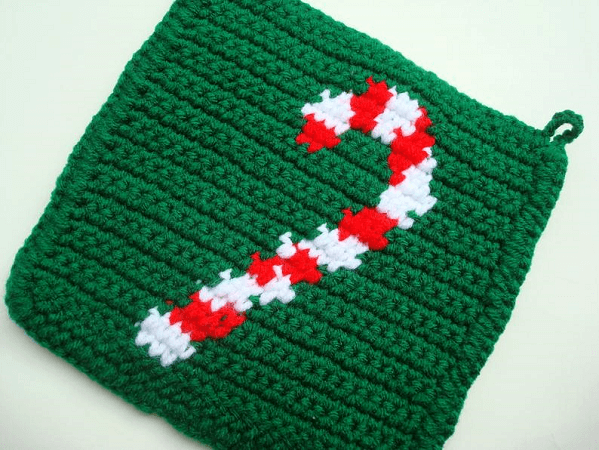 Crochet Candy Cane Potholder Pattern by Hoooker