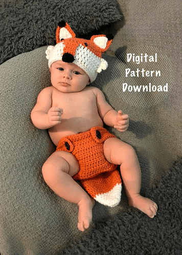 Crochet Fox Baby Outfit Pattern by Crochet Courtesan