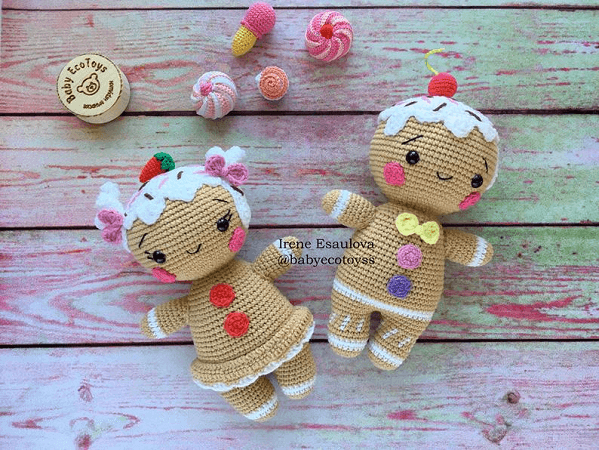  Crochet Gingerbread Couple Pattern by Baby Eco Toys