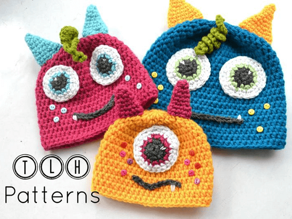 Crochet Monster Hat Pattern by TLH Patterns