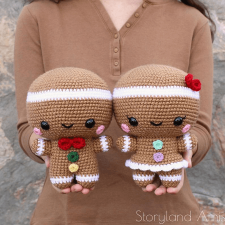 Cuddle-Sized Gingerbread Twins Crochet Pattern by Storyland Amis
