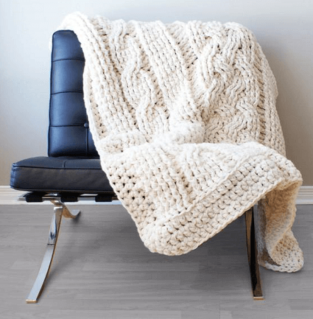 Double Cable Crochet Throw Blanket Pattern by Mid Knits